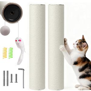 Cat Scratching Post Replacement Pole, 15.75" H, Sisal Pole Replacement Cat Tree Post Indoor, Small Size, with M8 Screws Beige (2PCS)