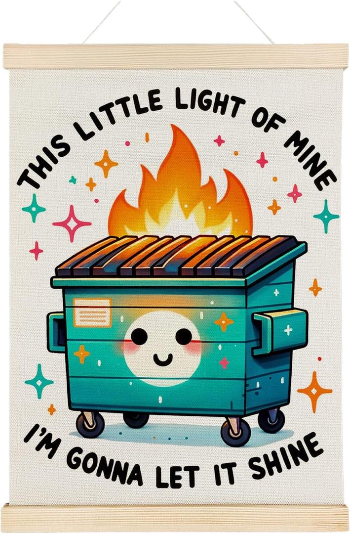 Nrleey Dumpster Inspirational Poster - Dumpster Gift, the Little Light of Mine Wall Art With Wooden Poster Hanger, Motivational Posters for Office, 12x16 Inch (Green)