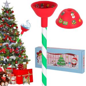 Christmas Tree Watering Funnel - Christmas Tree Watering System with Long Funnel Christmas Decorations (Red)