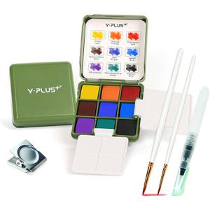 YPLUS Pocket Watercolor Paint Kit, Portable Travel Art Kit with Brush, Water Color Palette Painting Gift for Beginners Artist Adults