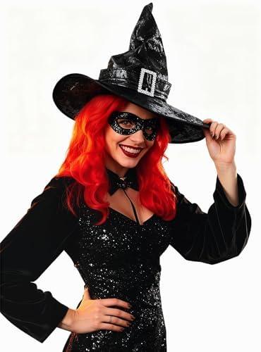 ROC PARTY Halloween Witch Hat for Women - Themed Party Headwear Accessory Pack of 3