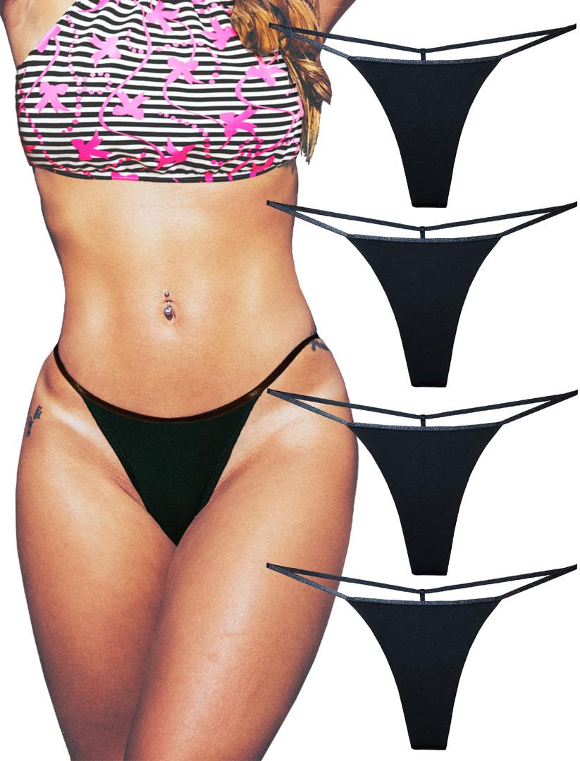 Cotton G String Thongs for Women T Back Gstring Underwear Seamless Panties Tangas Sexy 4 Pack Set M