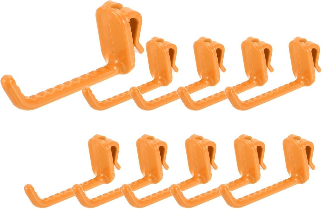 uxcell 10 Grid Wall Hooks, 3 Inch Grid Wall Panel Plastic Utility Hook, Shelf Hooks for Garage Store Warehouse Shop Home Hanging, Orange