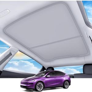 2026 Upgrade Sunshade Roof For Tesla Model Y Juniper 2025 2026 [No-Gap/Sag-Free] Heat Insulation Glass Roof Sunshade Sunroof for Tesla Model Y Accessories 2026 2025 Beige
