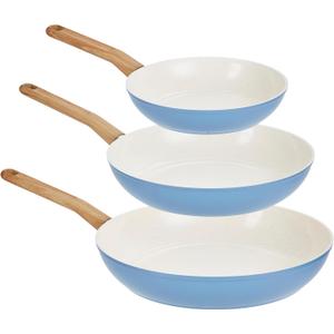 GoodCook Healthy Ceramic Titanium-Infused 2-Piece Fry Pan Set, Light Blue Induction Cookware, Nonstick Cooking Pan, Frying Pan Skillet for Eggs, Meats, Vegetables, Sauces, Warming Tortillas