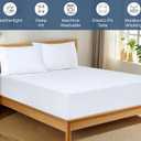 Royale Linens 100% Organic Cotton Fitted Sheet - Percale Weave - Super Soft Deep Pocket Bottom Sheets - White Elastic Sheet Queen Size - Queen Fitted Sheets Only - (60"x80"+15", White)