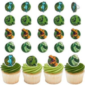 DecoPac Jurassic World Cupcake Rings, 24 Dinosaur Cupcake Decorations For Birthday, Party, Celebrations- 24 Pack