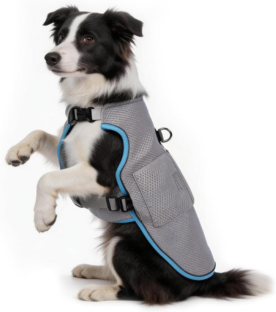 Mora Pets Cooling Vest for Dogs with Ice Pack Evaporation Cooling Fully Adjustable Dog Harness Fit Small Medium Large Dogs Light Blue L