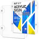 Kingrol 2 Pack 8.5x11 Acrylic Sign Holders with Suction Cups, Window Sign Holder, No-Drill Wall Mount - Durable Display & Quick Paper Change for Office, Store & Restaurant Ads