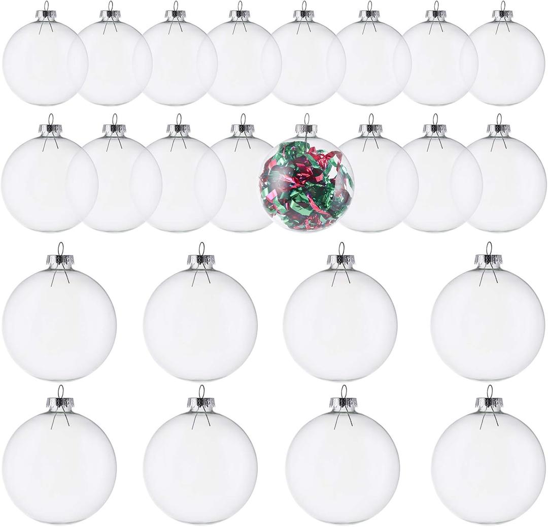 Kingrol 24 Pack Glass Ornament Balls, Fillable Ornaments for DIY Craft Projects, Christmas, Wedding, Party, Home Decor