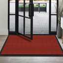 Neiza Front Door Mat Indoor Outdoor Entrance 48"x32", Heavy Duty Ribbed Non Slip Mat, Absorbent Dirt Moisture Trapper Waterproof Rubber Backing Doormats, Low Profile Washable Front Doormat, Red