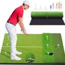 5x4ft Extra Large Golf Hitting Mat, 26mm Thick Tri-Turf Golf Practice Mat for Indoor Outdoor Training, 3-in-1 Professional Golf Turf for Driving, Chipping & Swinging, Gifts for Him Men Women, 5x4ft Tri-Turf Sized