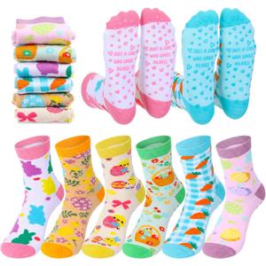 6 Pairs Summer Pilates Socks for Women Novelty Socks Non-slip Grippy Yoga Gift Supplies for Dance Workout