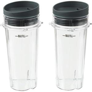 Blender Cups Fit for Ninja, Replacement Parts 16OZ Cups with Lids, Blender Accessories Compatible with Nutri Ninja Auto IQ Series BL620C BL660 BL740 BL780 QB3000 (2 Pack)