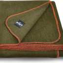 Large Military Wool Blanket - Warm & Thick Emergency Survival Blanket Great for Camping, Outdoors, Sports Events, Picnics, 4.5 lbs, 64" x 88" (Olive Green)