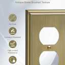 6-Pack Single Duplex Outlet Cover Plate, Decorative Antique Brass Switch Plates and Outlet Covers, Metal Wall Plates for Electrical Outlets, 1 Gang Receptacle Cover, Corrosion Resistant