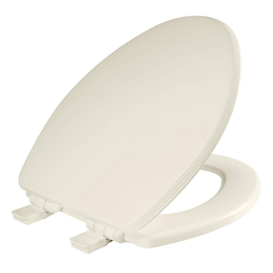 Bemis Ashland Modern Wood Toilet Seat with Decorative Edge, Slow Close, Secure Hinges, Made in USA, Elongated, Biscuit