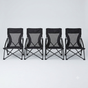 Set of 4 Portable Beach Chairs for Adults, High Backrest, Lightweight, Heavy-Duty, Black