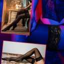 Buauty Black Thigh High Stockings for Women  Lace Top Sexy Thigh Highs Pantyhose, Plus Size Sheer Black Tights (Black)