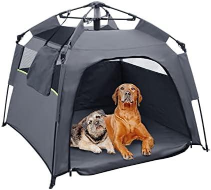 Pop Up Dog Tents, Plusvivo Foldable Cool Mesh Camping Tent - 40" X 40" X 28" With Shoulder Bag & UV Canopy