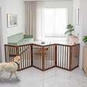 SFJC Dog Gate Indoor, Freestanding Dog Fence for The House, Doorways, Hallways,or Stairs,Pet Gate Foldable Wooden,Expandable【6 Panels】120‘’w x 24''h