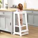 Kids Kitchen Step Stool, Step Stool for Toddlers, Adjustable Height Toddler Standing Tower, Anti-Slip Protection with guardrail, The Anti-Tipping Structure is More Stable (White)