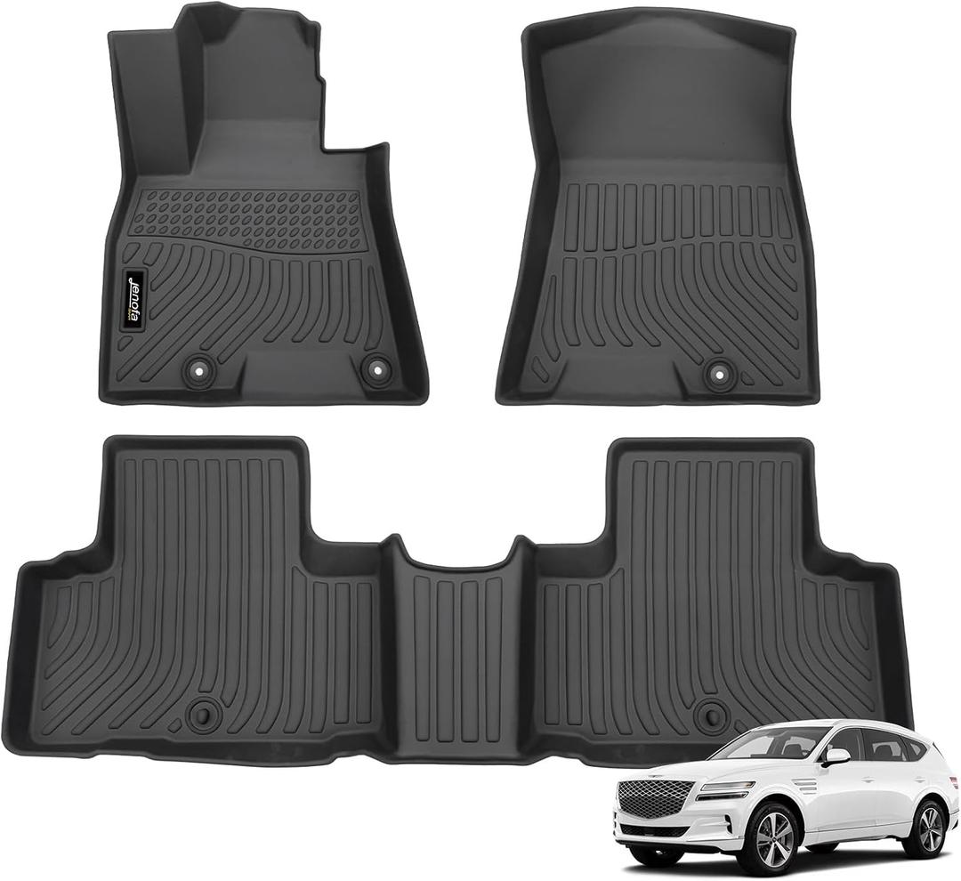 Jenofa-Floor Mats for Genesis GV80 5 Seats 2021-2025 Floor Liner All Weather Car Mats Custom Durable Waterproof Floor Liners Car Mat for 2024 GV80 5-Seater Accessories Black