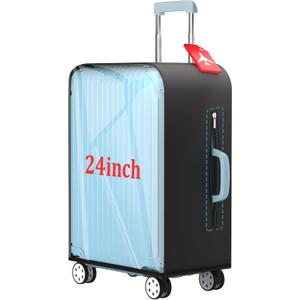 Clear PVC Suitcase Cover Protector, Thicken Luggage Cover for 24-26 Inch Suitcase Waterproof Dustproof Anti-scratch TSA Approved