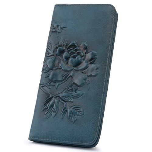 MEITRUE Slim 3D Printing Wallet Women, RFID Blocking PU Leather Bifold Women's Wallet with Zipper Coin Pocket