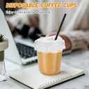 50 Pack 14 oz Clear Plastic Cups with Lids and Straws, Includes Paper Lid Liners, Disposable Crystal Iced Coffee Cups with Lids for Coffee Smoothie, Milkshake, Cold Drinks (black)