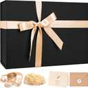 LIFELUM Large Christmas Gift Box 14"x8.5"x4.5" Birthday Gift Boxes for Presents for Anniversary Wedding,Black Gift boxes with Ribbon,Shredded Filler,Card