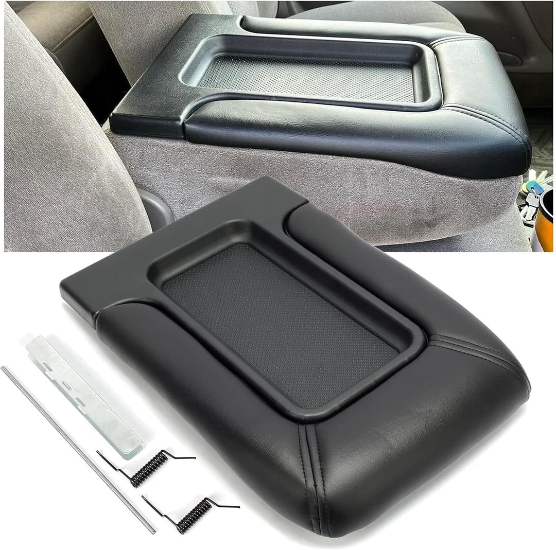 ECOTRIC Center Console Lid Compatible with 1999-2007 Chevy Silverado Tahoe Avalanche Suburban GMC Sierra Yukon Escalade Replacement for 19127364 19127365 19127366 Black