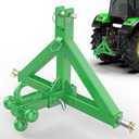 3 Point 2" Trailer Hitch Receiver and Towing Ball Hitch with Hook Heavy Duty Tractor Drawbar 3 Pt Quick Hitch Attachment for Kubota, John Deere Category 1 Subcompact Tractor Farm Equipment(Green)