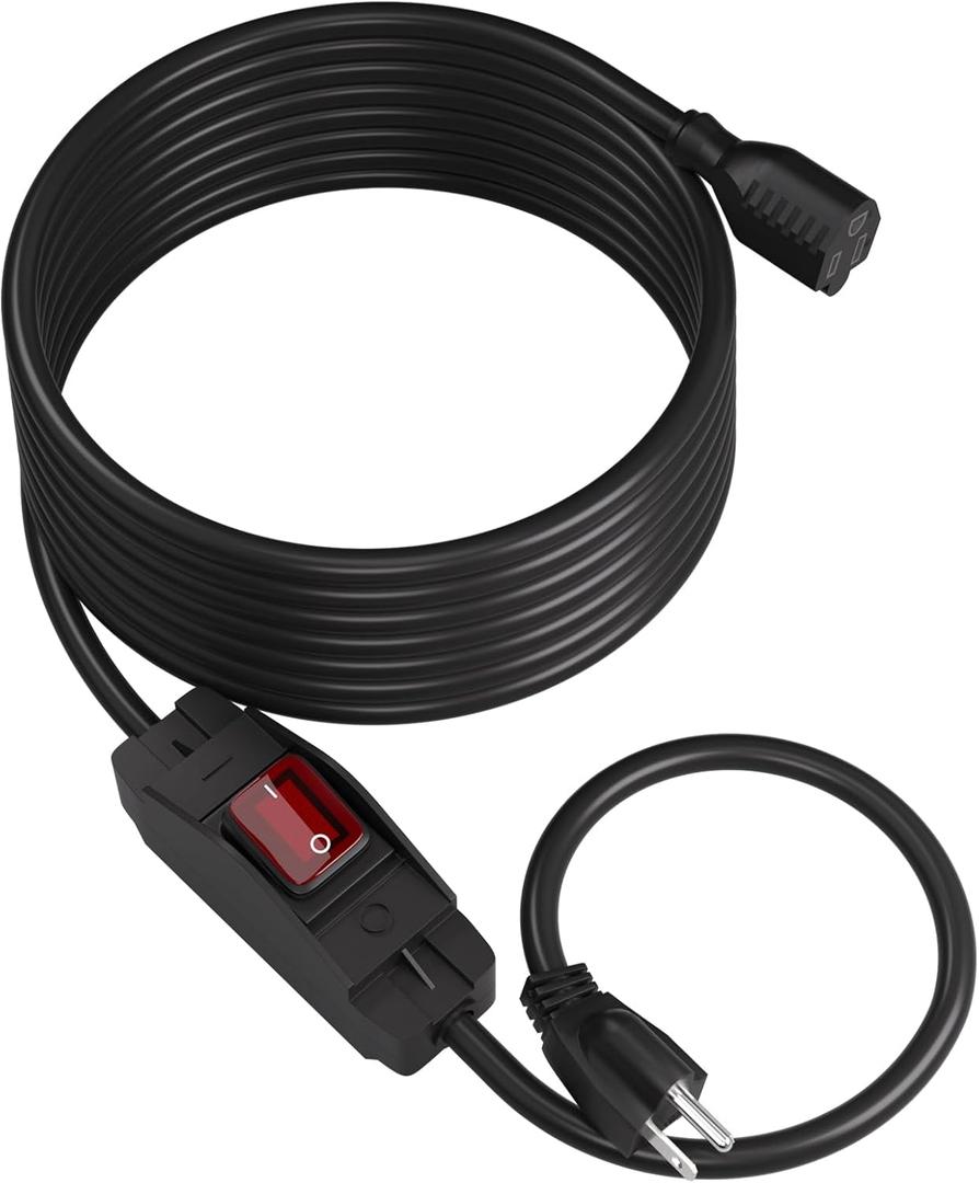 STARELO Extension Cord with ON/Off Waterproof Switch,Extension Cord with Switch 3-Prong Outdoor 1875W,Black Heavy Duty, 14/3 SJTW 15A 125V Grounded Plug Receptacle.(15FT,Black)