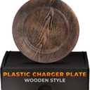 Plastic Chargers for Dinner Plates Set of 4 - Large 13" Round Design -Colorfast and Elegant, Suitable for Dinner Settings, Weddings | Summer Table Decor, Great Gifts for Mom, Faux Wood Charger Plates