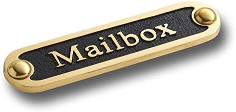 Mailbox Brass Door Sign. Traditional Style Home Dcor Wall Plaque Handmade By The Metal Foundry UK.