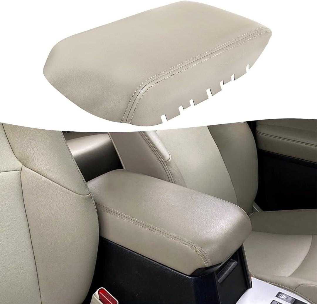 KBH Car Center Console Armrest Cover Replacement for Toyota 4Runner 2010-2023, Vinyl Leather Replace Upholstery, Anti-Scratch, Tan