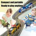 Magnetic Dinosaur Car Toy - 2 in 1 Crash & Transform Vehicle to Dino, No Battery Needed for Kids Age 3-12, Birthday Gift (Gold Blue)