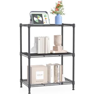 IZEUK 3 Tier Shelf, Heavy Duty Steel Wire Shelving Unit for Home, Kitchen, Laundry Room Organization, Office Storage Rack (17.7" W x 11.8" D x 26.3" H, 450LBS, Grey)