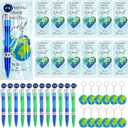 24 Set Earth Day Gift Bulk Retractable Cute Globe Pens with Mini Globe Keychains Thank You Cards Earth Day Party Favors Tellurion Black Ink Ballpoint Pens for Office Supplies