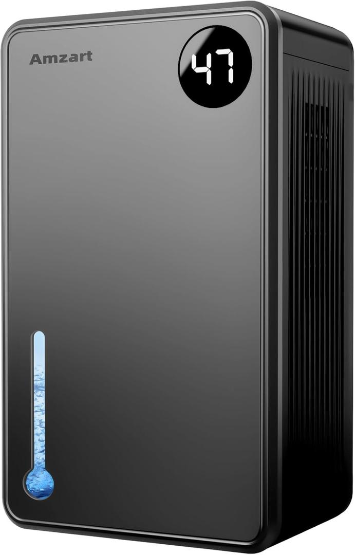 Dehumidifier, Dehumidifiers for Home (1000 sq.ft), 98 OZ Dehumidifier for Basement Bathroom Bedroom, Auto Shut Off Dehumidifiers, Timer Setting, Digital Display, Drain Hose, 7 Colors Light, Black