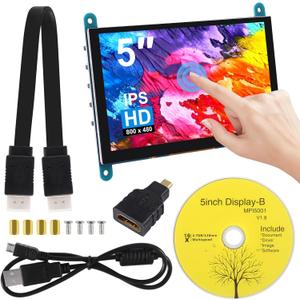 5 Inch IPS Touch Screen Display 800480 Capacitive Screen HDMI HD Screen Full View Color LCD Liquid Crystal Screen for Windows 10 8 7, BB Black etc