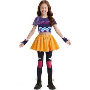 Girls Fashion Singer Outfit Youth Halloween Clothes Party (5-6 Years, Black)