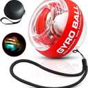 Auto-Start Wrist Power Gyro Ball with LED Lights, Wrist Strengthener and Forearm Exerciser for Stronger Arm Fingers and Muscle (Colourful Light-Red)