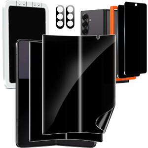 Milomdoi 6 in 1 Privacy Screen Protector for Samsung Galaxy Z Fold 7, 2 Pack Inside Anti-Spy Film with 2Pack Front Tempered Glass + 2 Pacs Camera Lens Protector Accessories