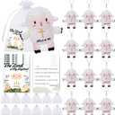 LeYoHa Christian Gifts Lamb Stuffed Animal 12 Pack Baptism Gifts for Girl Boys, Cute Sheep Plush Keychain With Jesus Loves Me Perfect for First Communion Gifts Party Favors, 12 Pack Lamb of God