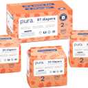 Pura Hypoallergenic Diapers, Size 2 (7-13 lbs) Totally Chlorine Free, Wetness Indicator, Suitable for Sensitive Skin, Soft Organic Cotton, Overnight, 3 Packs of 29 (87 Baby Diapers)