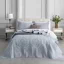 CHIXIN Oversized Bedspread Coverlet Set King Size - Lightweight Bedding Cover - Beautiful Stitching - 5 Piece Reversible Bedspread - Gorgeous Damask Paisley Pattern (King, Light Grey) (King/Cal King(120"x118"))