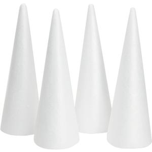 Juvale Foam Cones for Crafts, Trees, Holiday Gnomes, Christmas Decorations, DIY Art Projects (13.5x5.5 Inches Cone) - 4 Pack