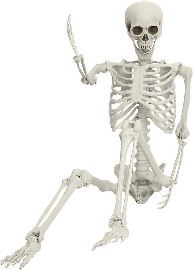 5.4ft Skeleton Halloween Decorations, Halloween keletons Life Size Human Skeleton Full Body Bones with Movable Joints for Halloween Props Spooky Party Skeleton Decor